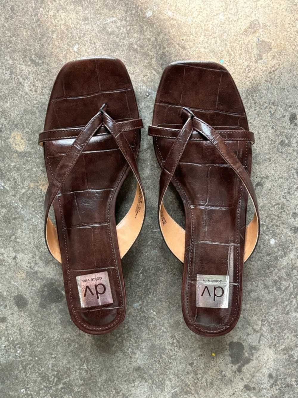 DV by Dolce Vita Faux Brown Leather Kitten Heel Sandal